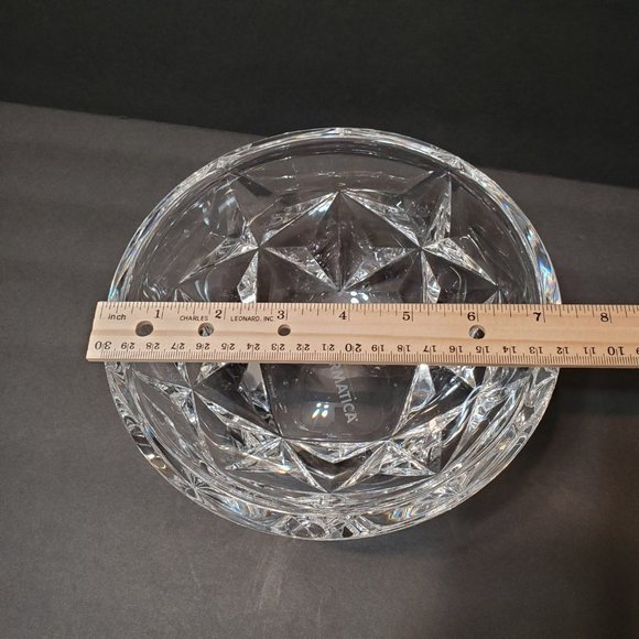 Vintage Tiffany Glass Bowl, Star Design, Cut Lead Crystal 8" Signed, Informatica - Picture 9 of 10
